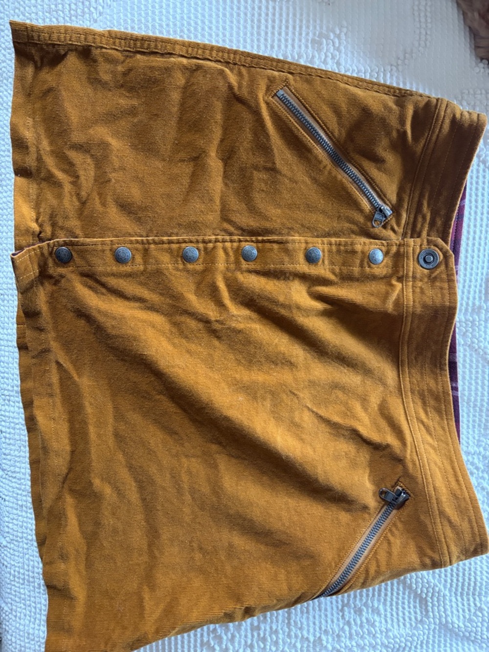 Kuhl Mustard Corduroy Button-Front Mini Skirt with Zip Pockets